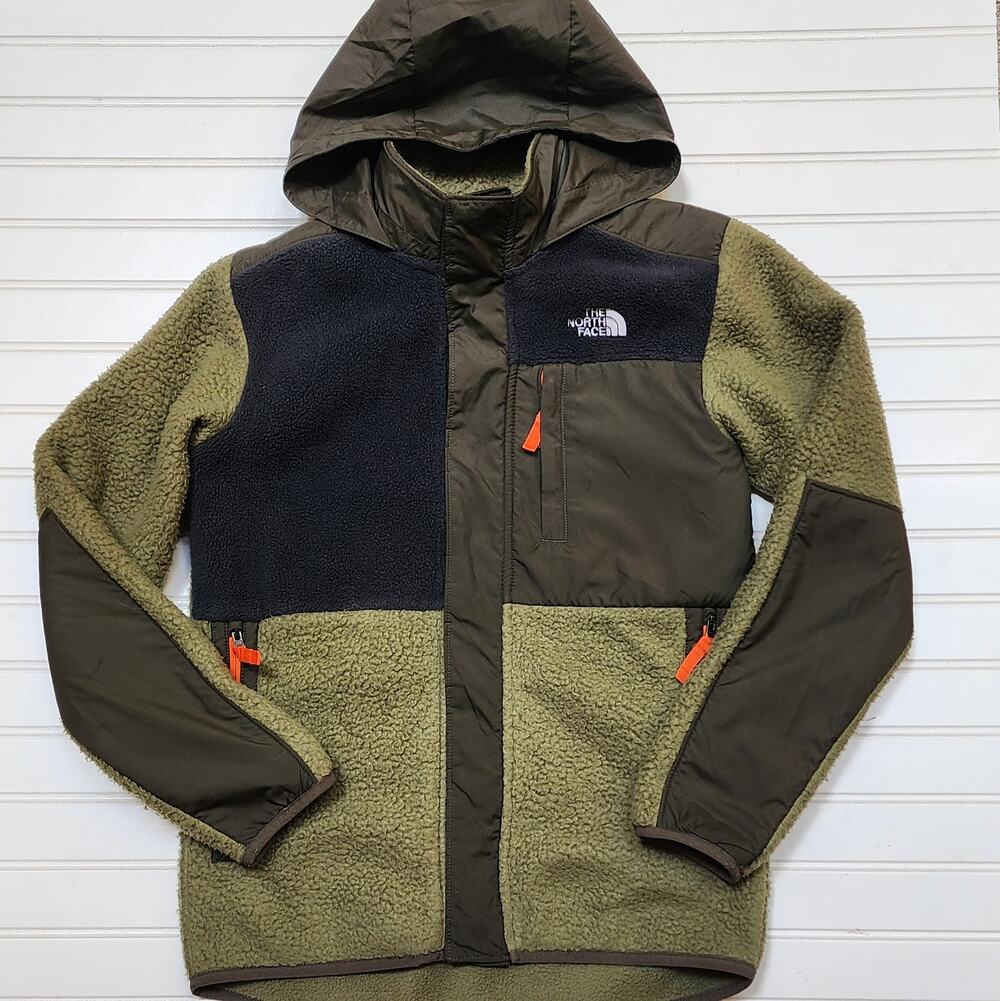 The North Face Boys Forrest Fleece Mixed Media Jacket Size L (14-16) Green Black